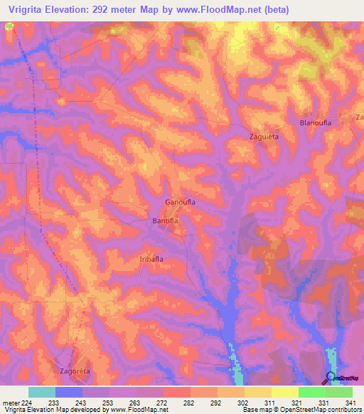 Vrigrita,Ivory Coast Elevation Map