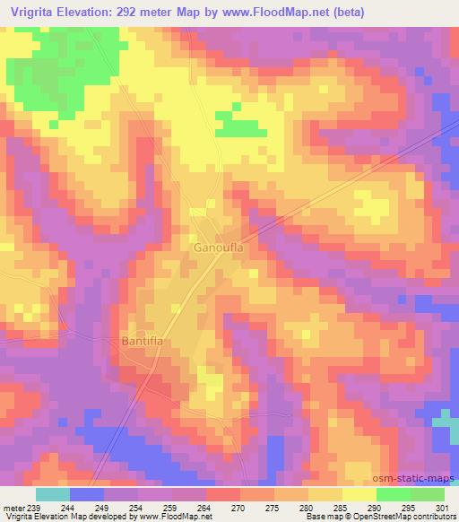 Vrigrita,Ivory Coast Elevation Map