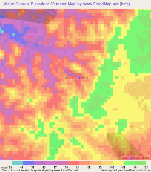 Vieux Ousrou,Ivory Coast Elevation Map