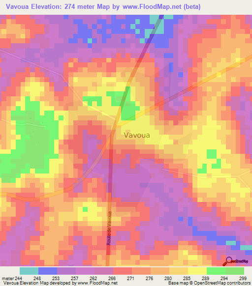 Vavoua,Ivory Coast Elevation Map