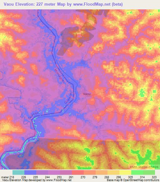 Vaou,Ivory Coast Elevation Map