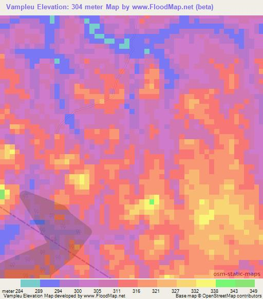 Vampleu,Ivory Coast Elevation Map