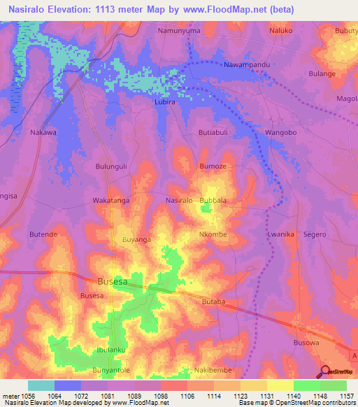 Nasiralo,Uganda Elevation Map