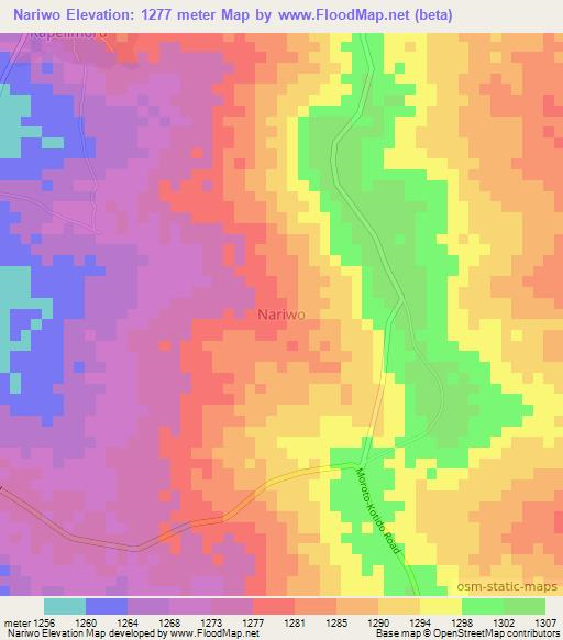 Nariwo,Uganda Elevation Map