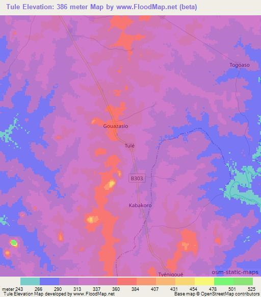 Tule,Ivory Coast Elevation Map