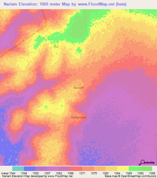 Nariam,Uganda Elevation Map