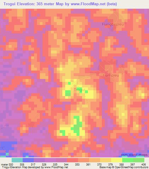 Trogui,Ivory Coast Elevation Map