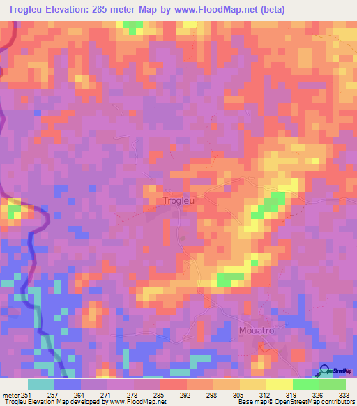Trogleu,Ivory Coast Elevation Map