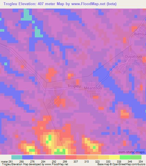 Trogleu,Ivory Coast Elevation Map