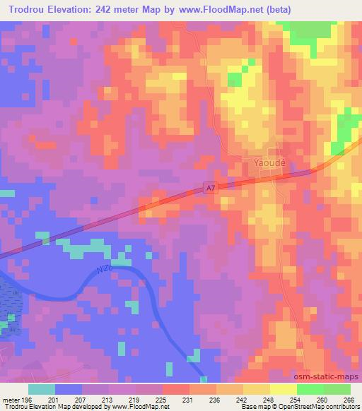 Trodrou,Ivory Coast Elevation Map