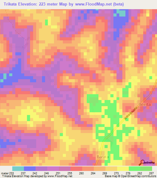 Trikata,Ivory Coast Elevation Map