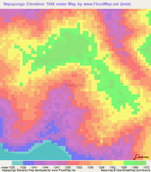 Napopongo,Uganda Elevation Map