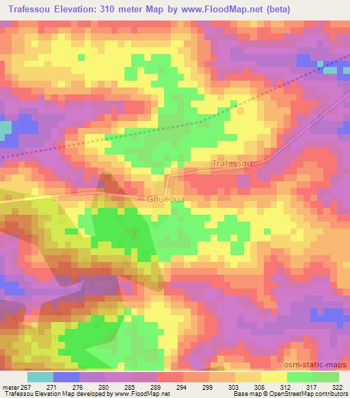 Trafessou,Ivory Coast Elevation Map
