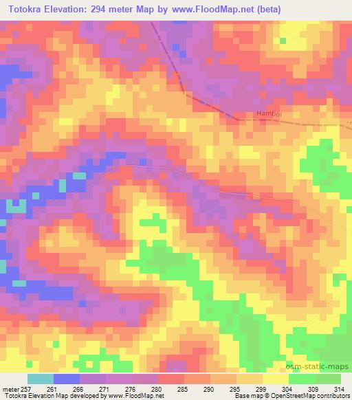Totokra,Ivory Coast Elevation Map