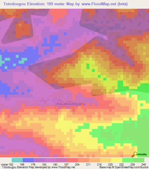 Totodougou,Ivory Coast Elevation Map
