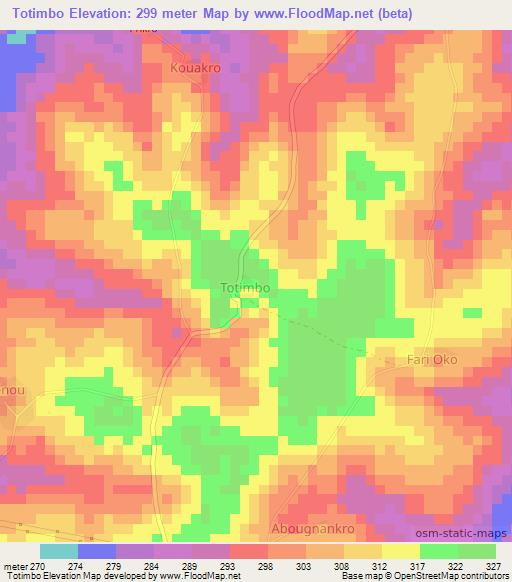 Totimbo,Ivory Coast Elevation Map