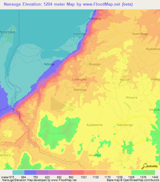 Nansuga,Uganda Elevation Map