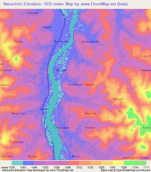 Nansololo,Uganda Elevation Map