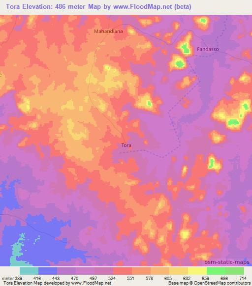 Tora,Ivory Coast Elevation Map