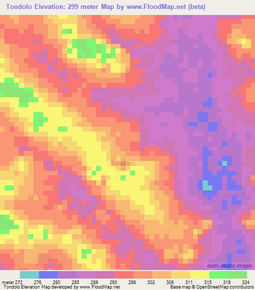 Tondolo,Ivory Coast Elevation Map