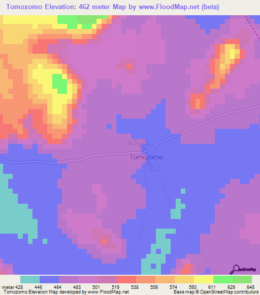 Tomozomo,Ivory Coast Elevation Map
