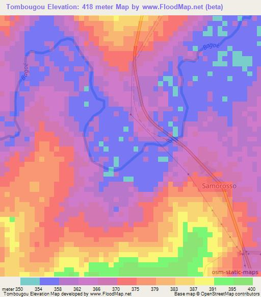 Tombougou,Ivory Coast Elevation Map