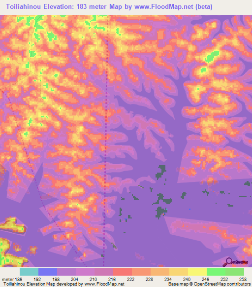 Toiliahinou,Ivory Coast Elevation Map