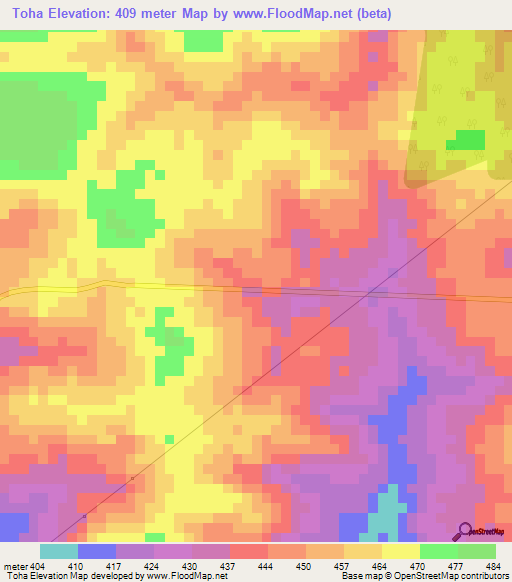 Toha,Ivory Coast Elevation Map
