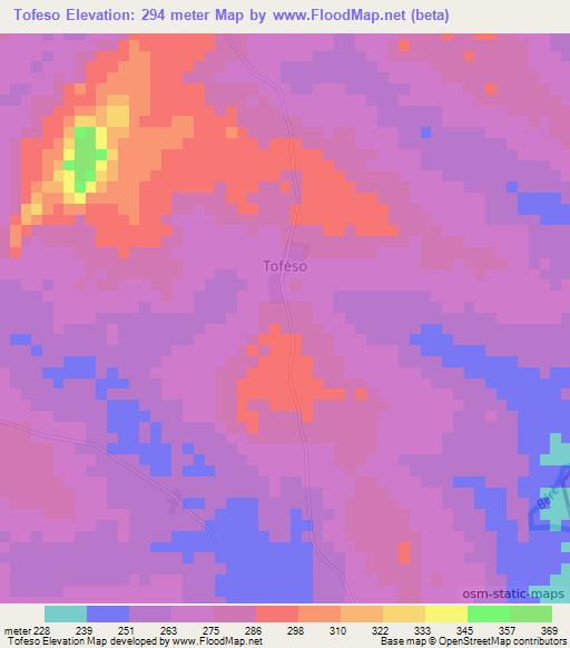 Tofeso,Ivory Coast Elevation Map