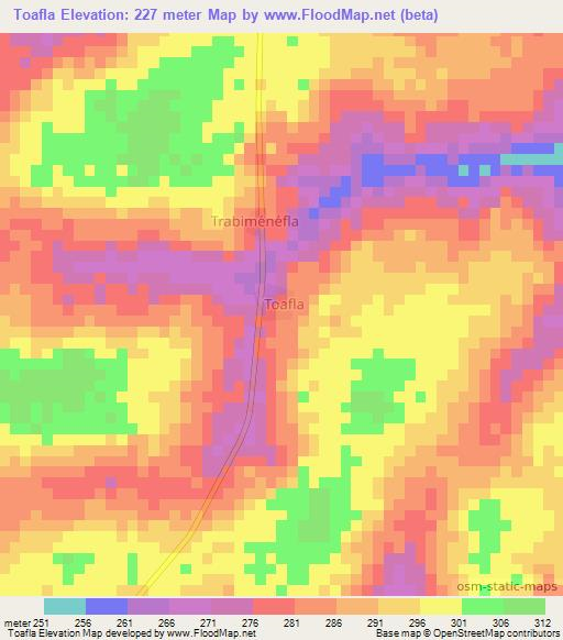 Toafla,Ivory Coast Elevation Map