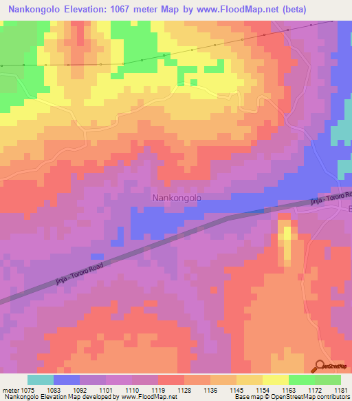 Nankongolo,Uganda Elevation Map