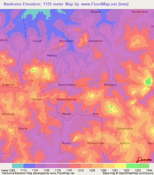 Nankoma,Uganda Elevation Map