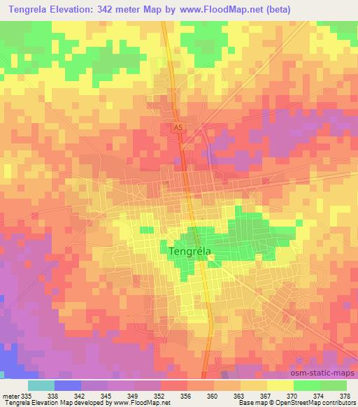 Tengrela,Ivory Coast Elevation Map