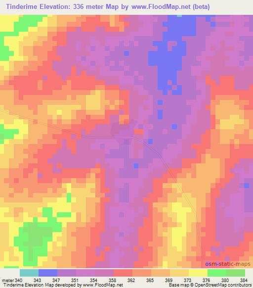 Tinderime,Ivory Coast Elevation Map