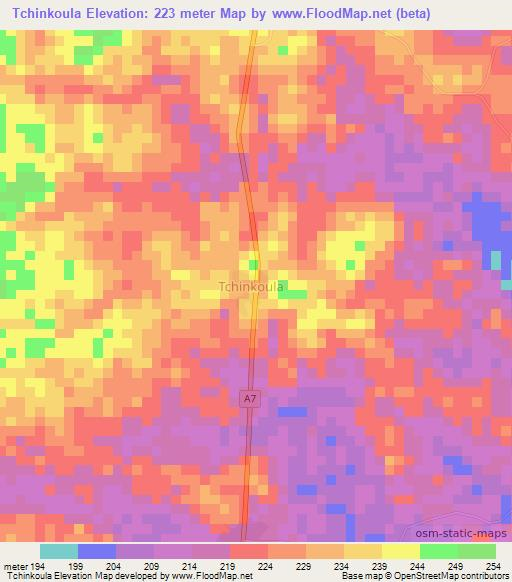 Tchinkoula,Ivory Coast Elevation Map