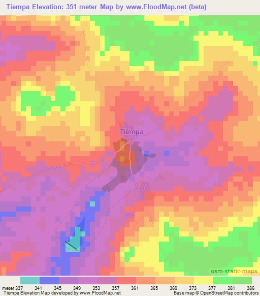 Tiempa,Ivory Coast Elevation Map