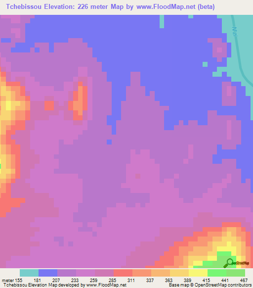 Tchebissou,Ivory Coast Elevation Map