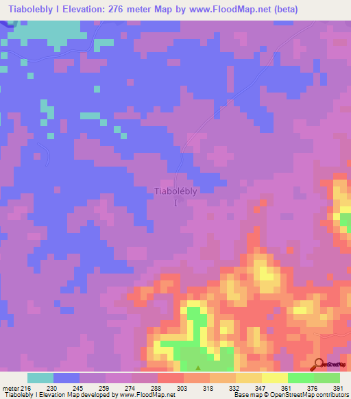 Tiabolebly I,Ivory Coast Elevation Map