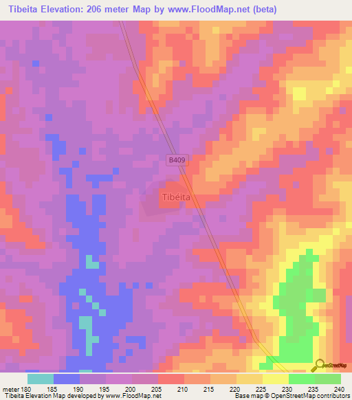 Tibeita,Ivory Coast Elevation Map