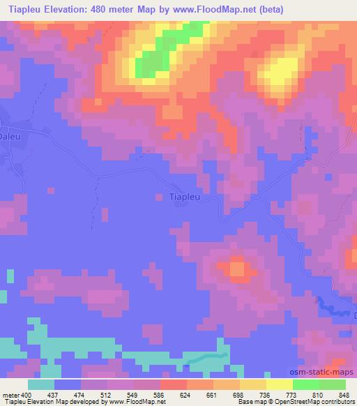 Tiapleu,Ivory Coast Elevation Map