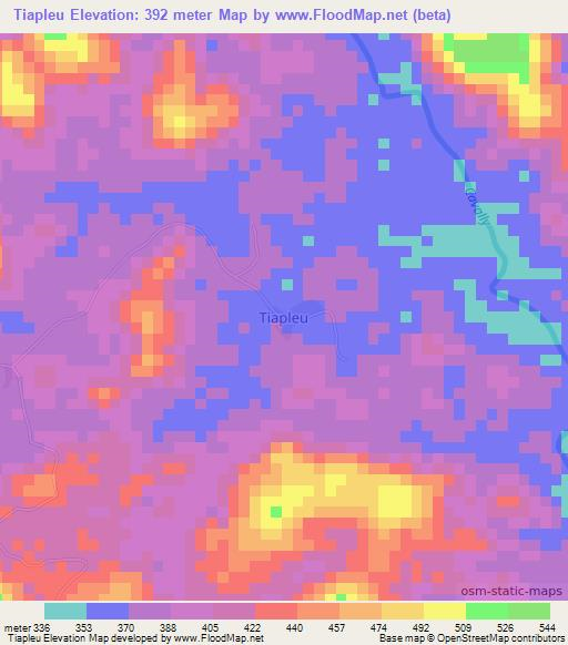 Tiapleu,Ivory Coast Elevation Map