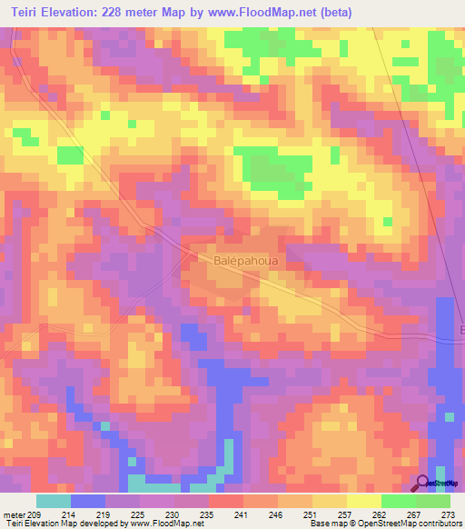 Teiri,Ivory Coast Elevation Map