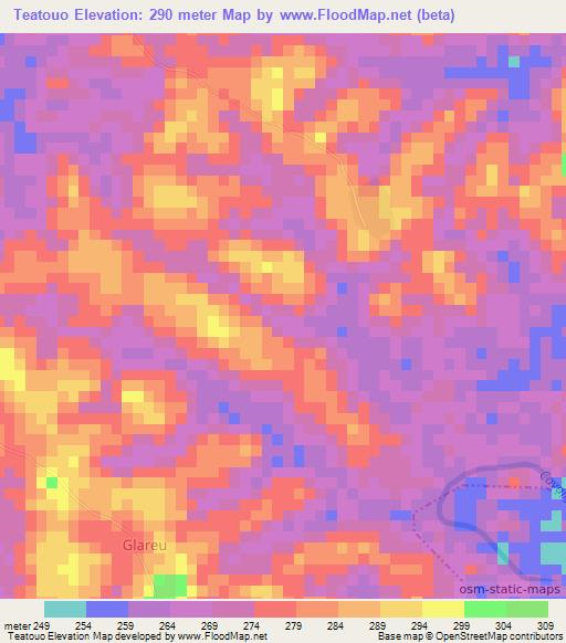 Teatouo,Ivory Coast Elevation Map