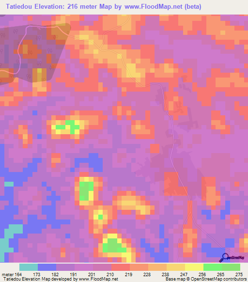 Tatiedou,Ivory Coast Elevation Map