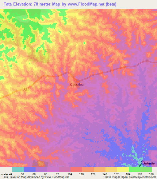 Tata,Ivory Coast Elevation Map