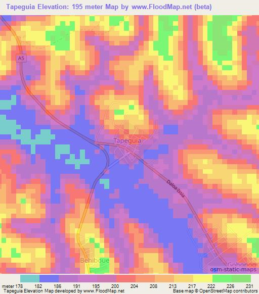 Tapeguia,Ivory Coast Elevation Map