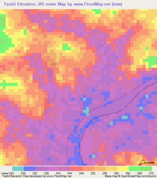 Taobli,Ivory Coast Elevation Map