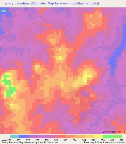 Taobly,Ivory Coast Elevation Map