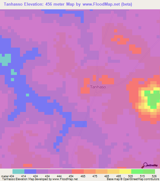 Tanhasso,Ivory Coast Elevation Map