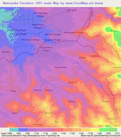 Namusuka,Uganda Elevation Map